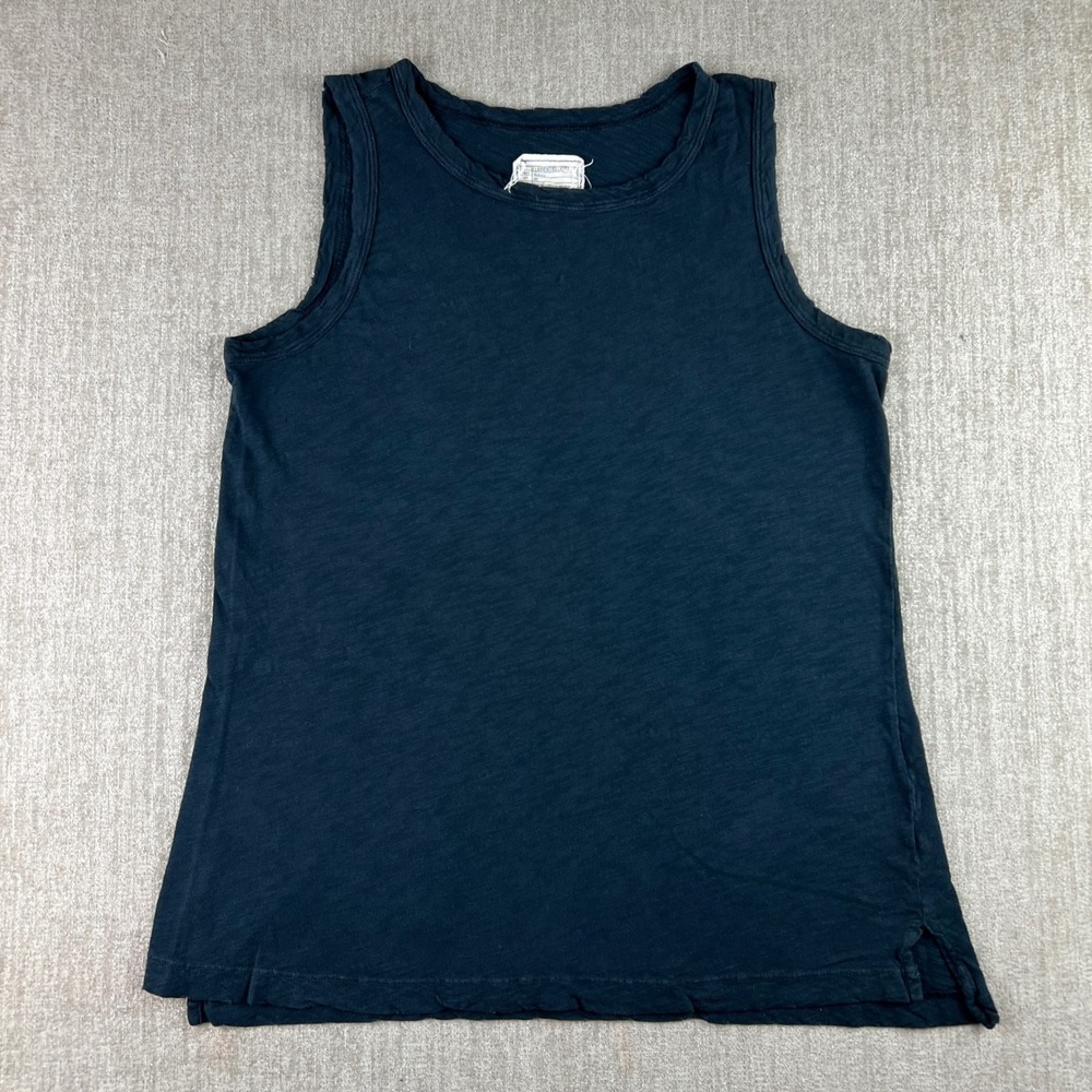 Current/Elliott Tank Top Womens 2 Black Slub Knit Muscle Tee Casual Basic Medium